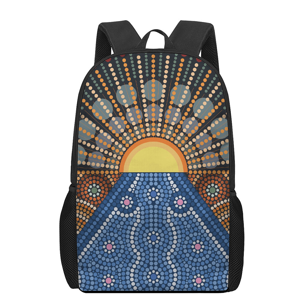 Aboriginal Indigenous Sunset Art Print 17 Inch Backpack