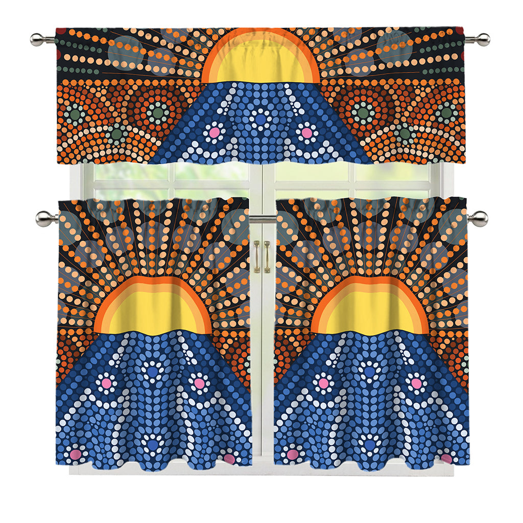 Aboriginal Indigenous Sunset Art Print 3 Piece Kitchen Curtains