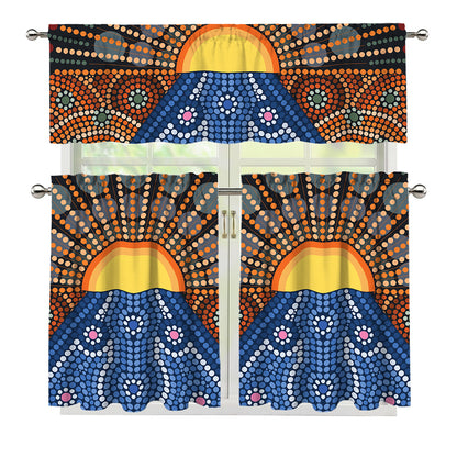 Aboriginal Indigenous Sunset Art Print 3 Piece Kitchen Curtains