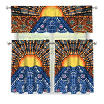 Aboriginal Indigenous Sunset Art Print 3 Piece Kitchen Curtains