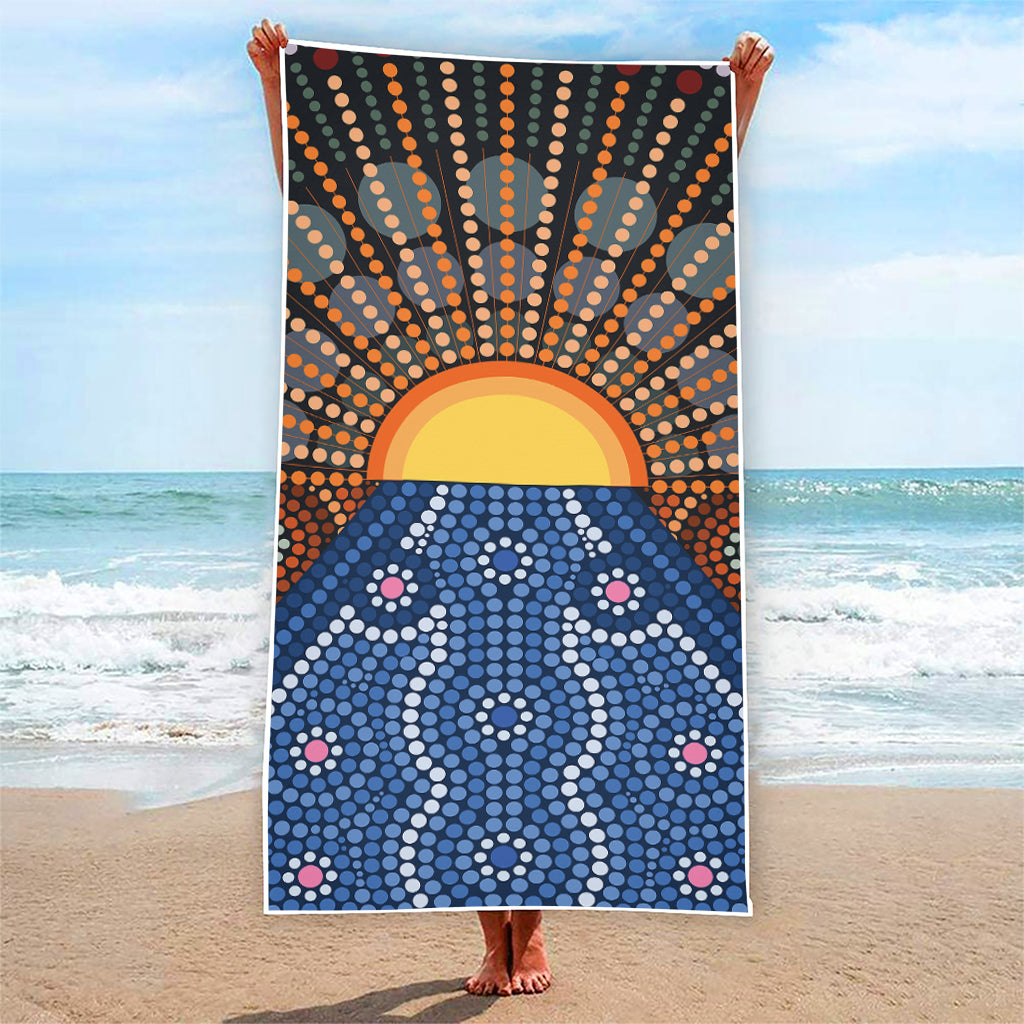 Aboriginal Indigenous Sunset Art Print Beach Towel