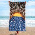 Aboriginal Indigenous Sunset Art Print Beach Towel
