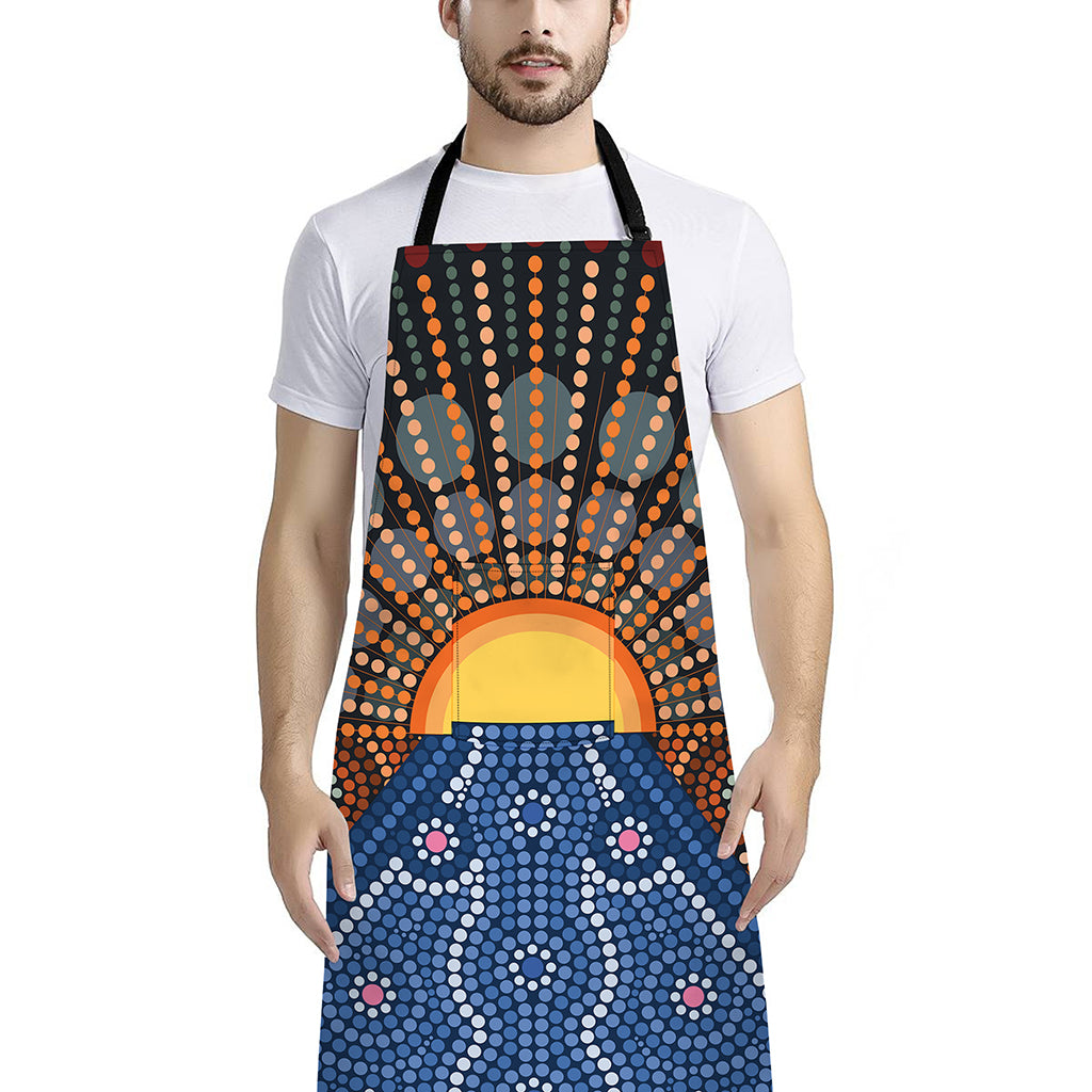 Aboriginal Indigenous Sunset Art Print Bib Apron With Pocket