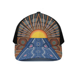 Aboriginal Indigenous Sunset Art Print Black Mesh Trucker Cap