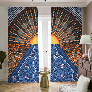 Aboriginal Indigenous Sunset Art Print Blackout Pencil Pleat Curtains