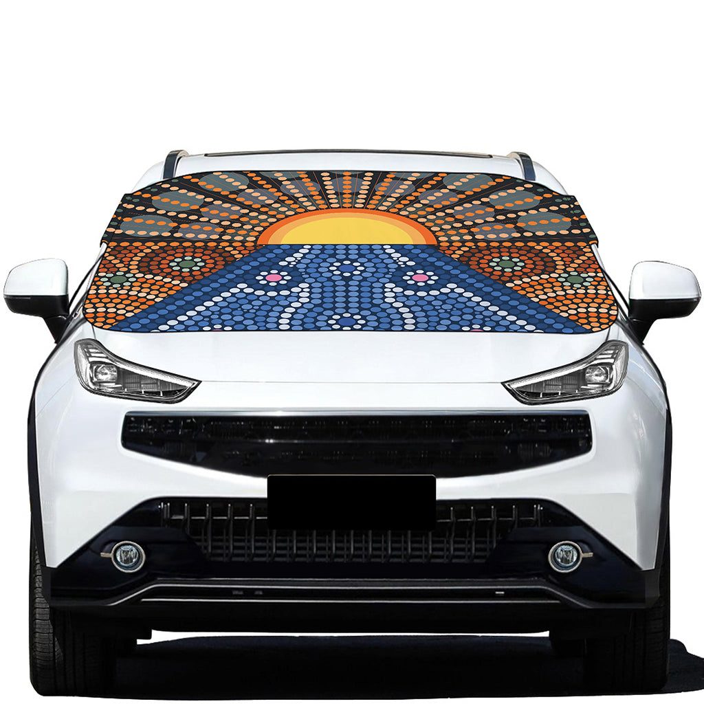 Aboriginal Indigenous Sunset Art Print Car Windshield Snow Cover