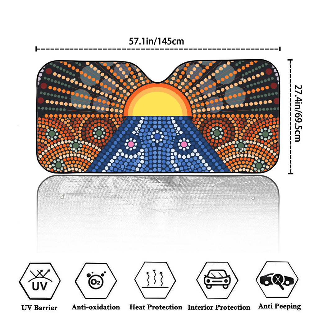 Aboriginal Indigenous Sunset Art Print Car Windshield Sun Shade