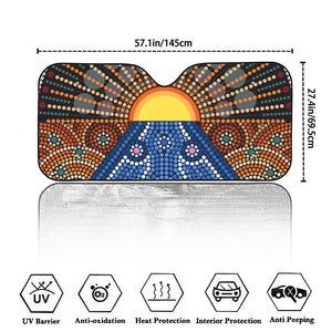 Aboriginal Indigenous Sunset Art Print Car Windshield Sun Shade