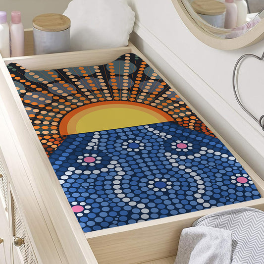 Aboriginal Indigenous Sunset Art Print Changing Pad Cover