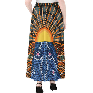 Aboriginal Indigenous Sunset Art Print Chiffon Maxi Skirt