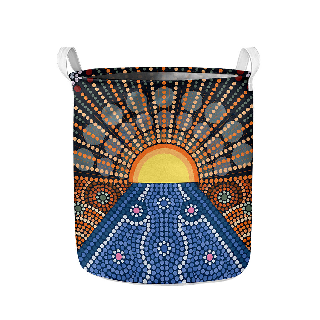 Aboriginal Indigenous Sunset Art Print Collapsible Laundry Basket
