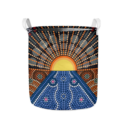 Aboriginal Indigenous Sunset Art Print Collapsible Laundry Basket