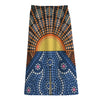 Aboriginal Indigenous Sunset Art Print Cotton Front Slit Maxi Skirt