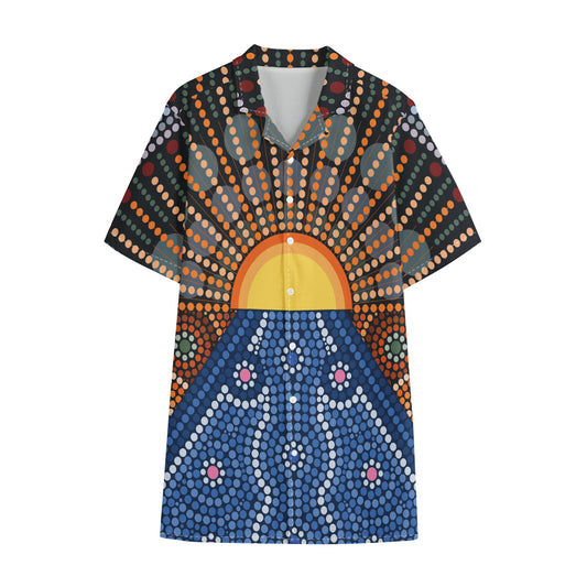 Aboriginal Indigenous Sunset Art Print Cotton Hawaiian Shirt