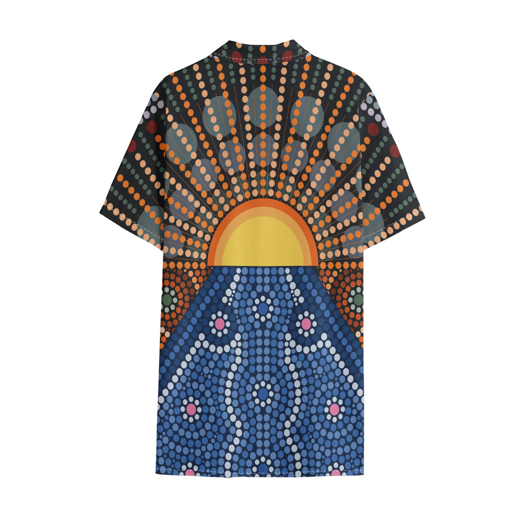 Aboriginal Indigenous Sunset Art Print Cotton Hawaiian Shirt