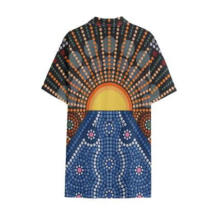 Aboriginal Indigenous Sunset Art Print Cotton Hawaiian Shirt