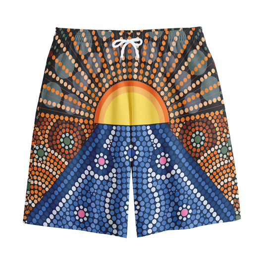 Aboriginal Indigenous Sunset Art Print Cotton Shorts