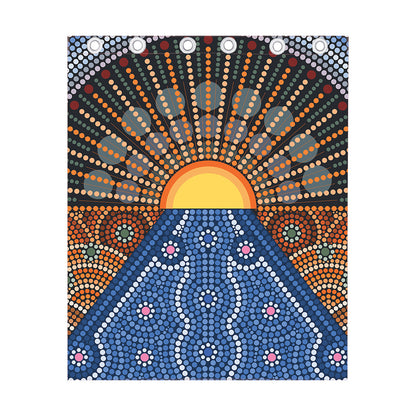 Aboriginal Indigenous Sunset Art Print Curtain