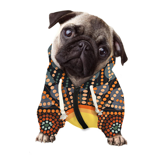 Aboriginal Indigenous Sunset Art Print Dog Zip Up Hoodie