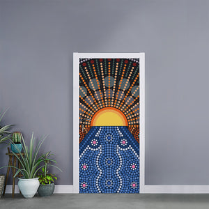 Aboriginal Indigenous Sunset Art Print Door Sticker