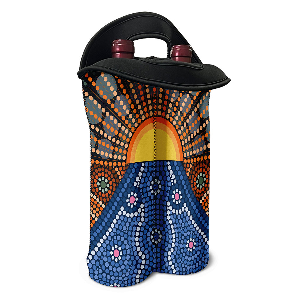 Aboriginal Indigenous Sunset Art Print Double Neoprene Wine Tote