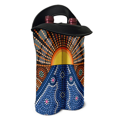 Aboriginal Indigenous Sunset Art Print Double Neoprene Wine Tote
