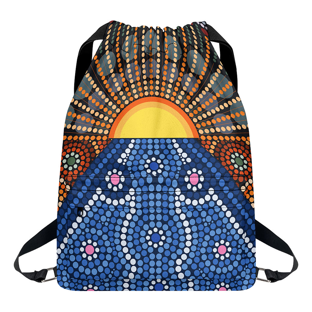 Aboriginal Indigenous Sunset Art Print Drawstring Backpack
