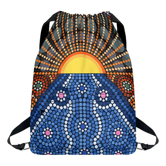 Aboriginal Indigenous Sunset Art Print Drawstring Backpack