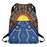 Aboriginal Indigenous Sunset Art Print Drawstring Backpack