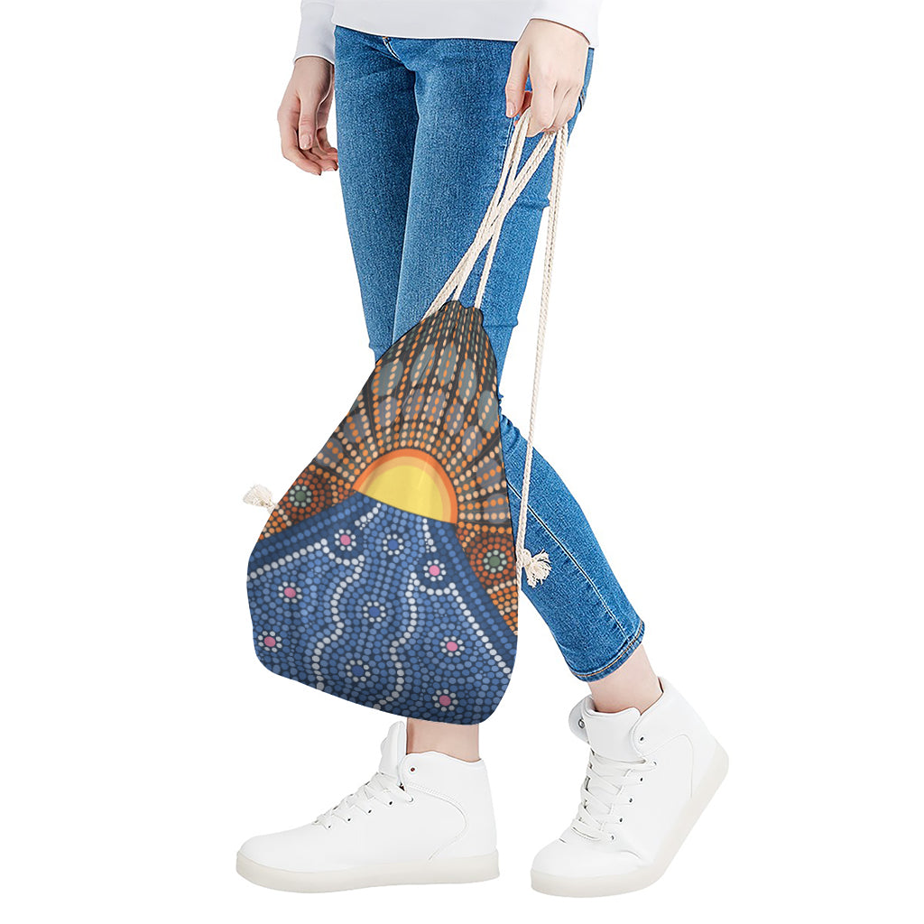 Aboriginal Indigenous Sunset Art Print Drawstring Bag