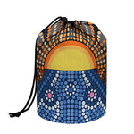 Aboriginal Indigenous Sunset Art Print Drawstring Makeup Bag