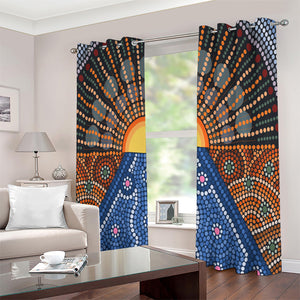 Aboriginal Indigenous Sunset Art Print Extra Wide Grommet Curtains