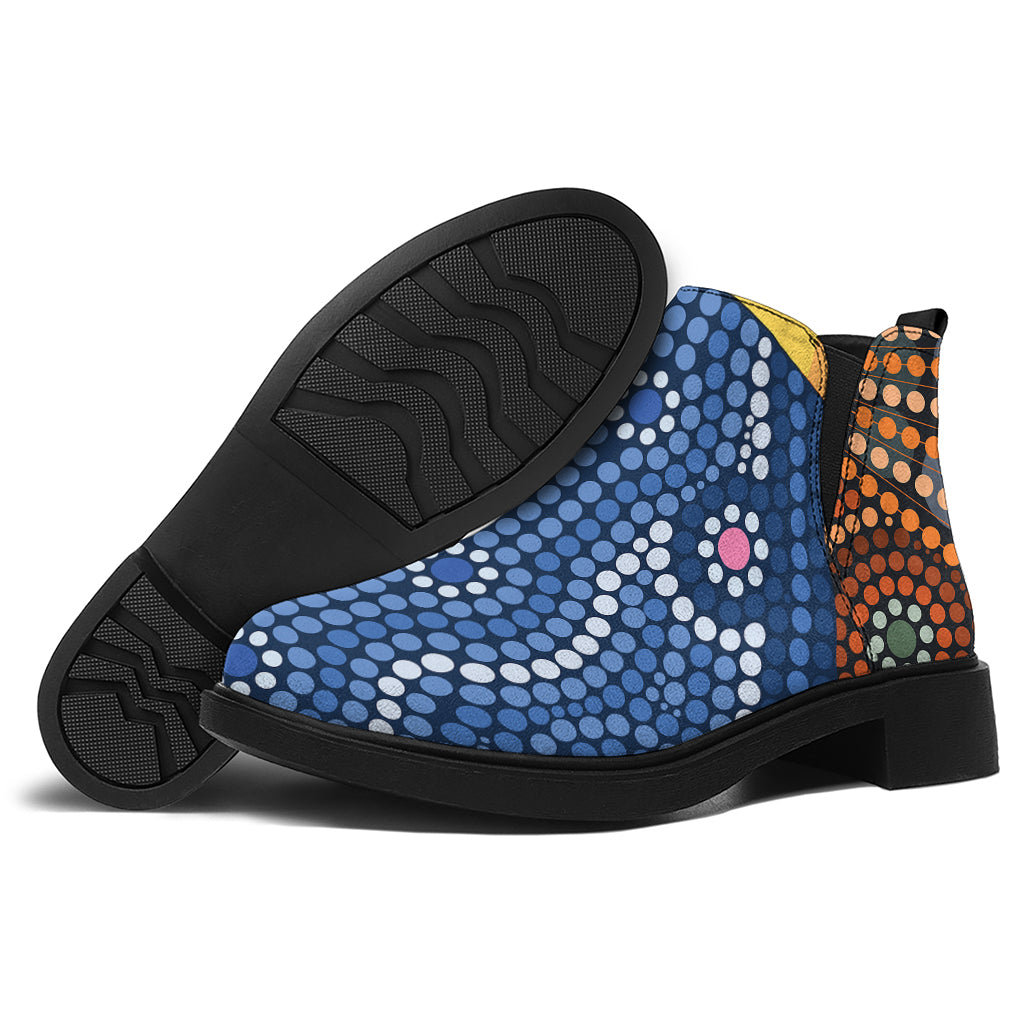 Aboriginal Indigenous Sunset Art Print Flat Ankle Boots