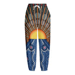 Aboriginal Indigenous Sunset Art Print Fleece Lined Knit Pants