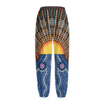 Aboriginal Indigenous Sunset Art Print Fleece Lined Knit Pants