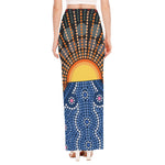 Aboriginal Indigenous Sunset Art Print High Slit Maxi Skirt