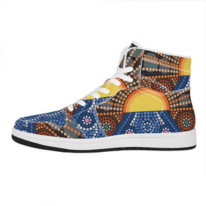 Aboriginal Indigenous Sunset Art Print High Top Leather Sneakers