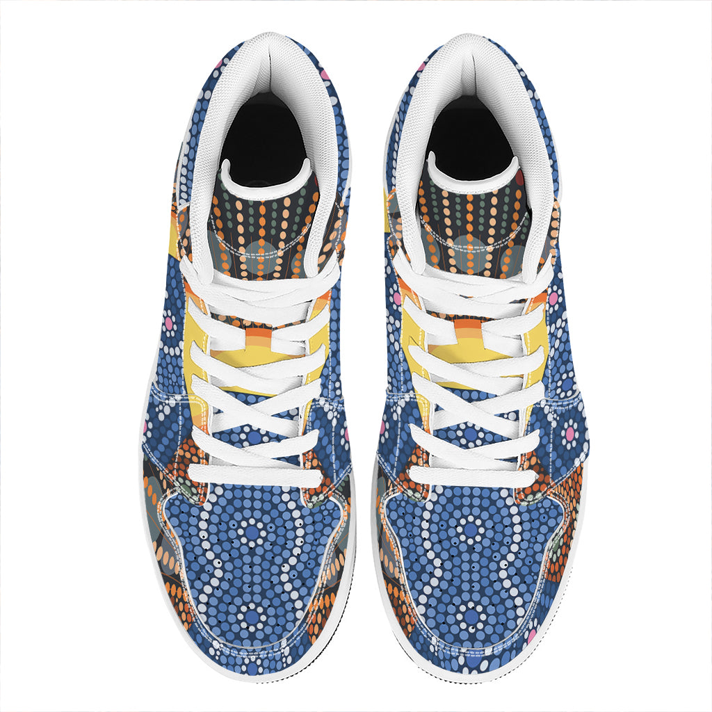 Aboriginal Indigenous Sunset Art Print High Top Leather Sneakers