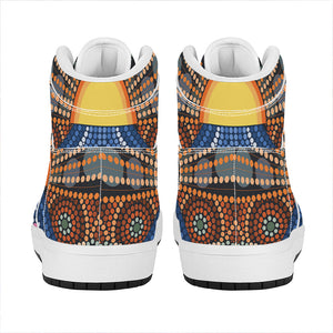 Aboriginal Indigenous Sunset Art Print High Top Leather Sneakers