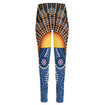 Aboriginal Indigenous Sunset Art Print High-Waisted Pocket Leggings