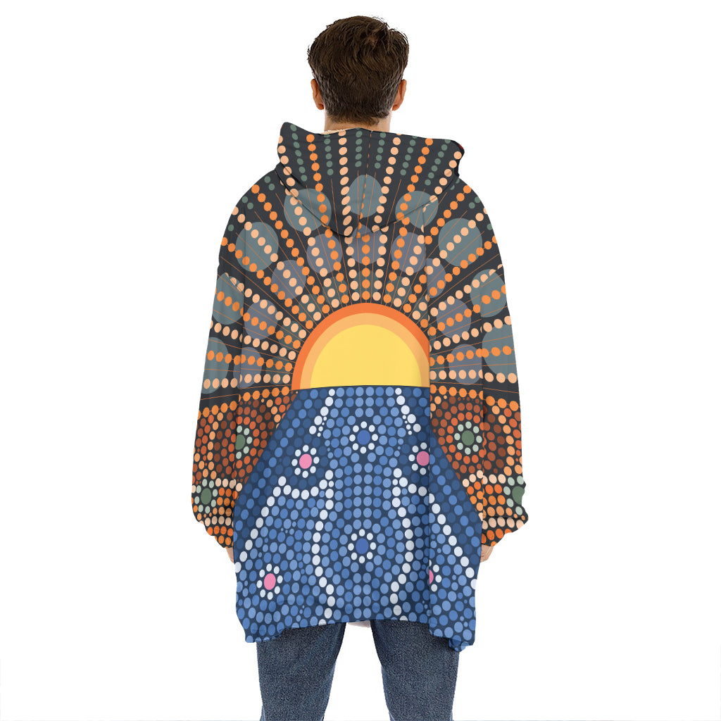 Aboriginal Indigenous Sunset Art Print Hoodie Blanket