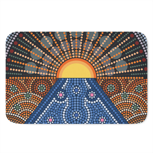 Aboriginal Indigenous Sunset Art Print Indoor Door Mat