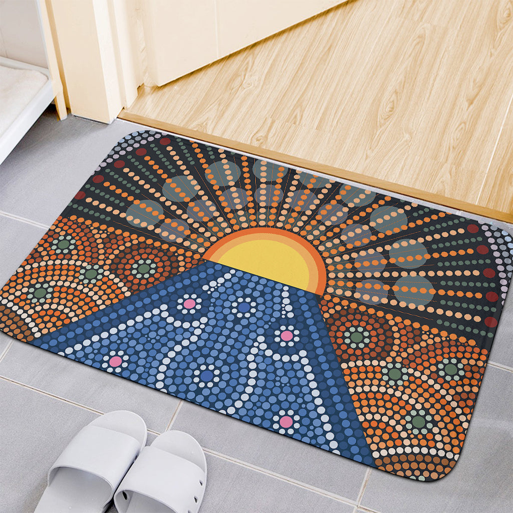 Aboriginal Indigenous Sunset Art Print Indoor Door Mat