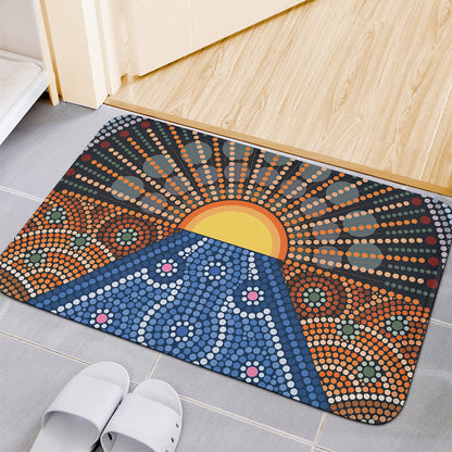 Aboriginal Indigenous Sunset Art Print Indoor Door Mat