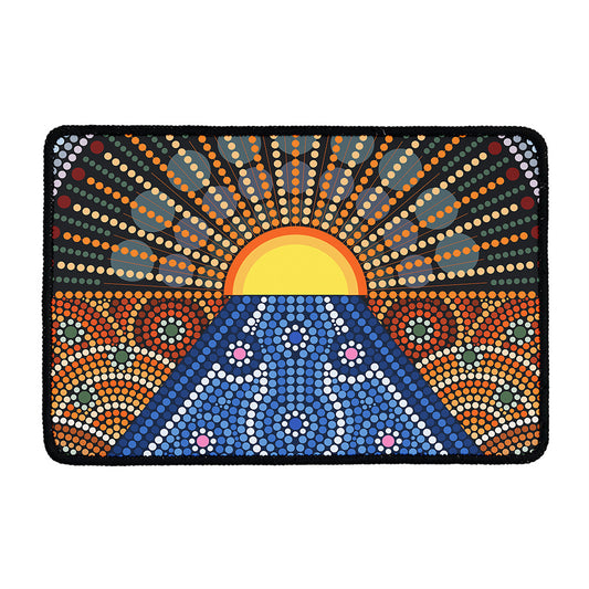 Aboriginal Indigenous Sunset Art Print Kitchen Mat
