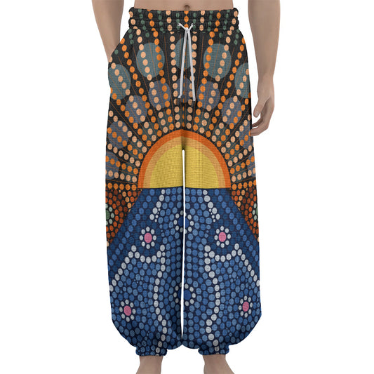 Aboriginal Indigenous Sunset Art Print Lantern Pants