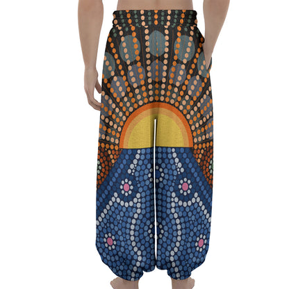 Aboriginal Indigenous Sunset Art Print Lantern Pants