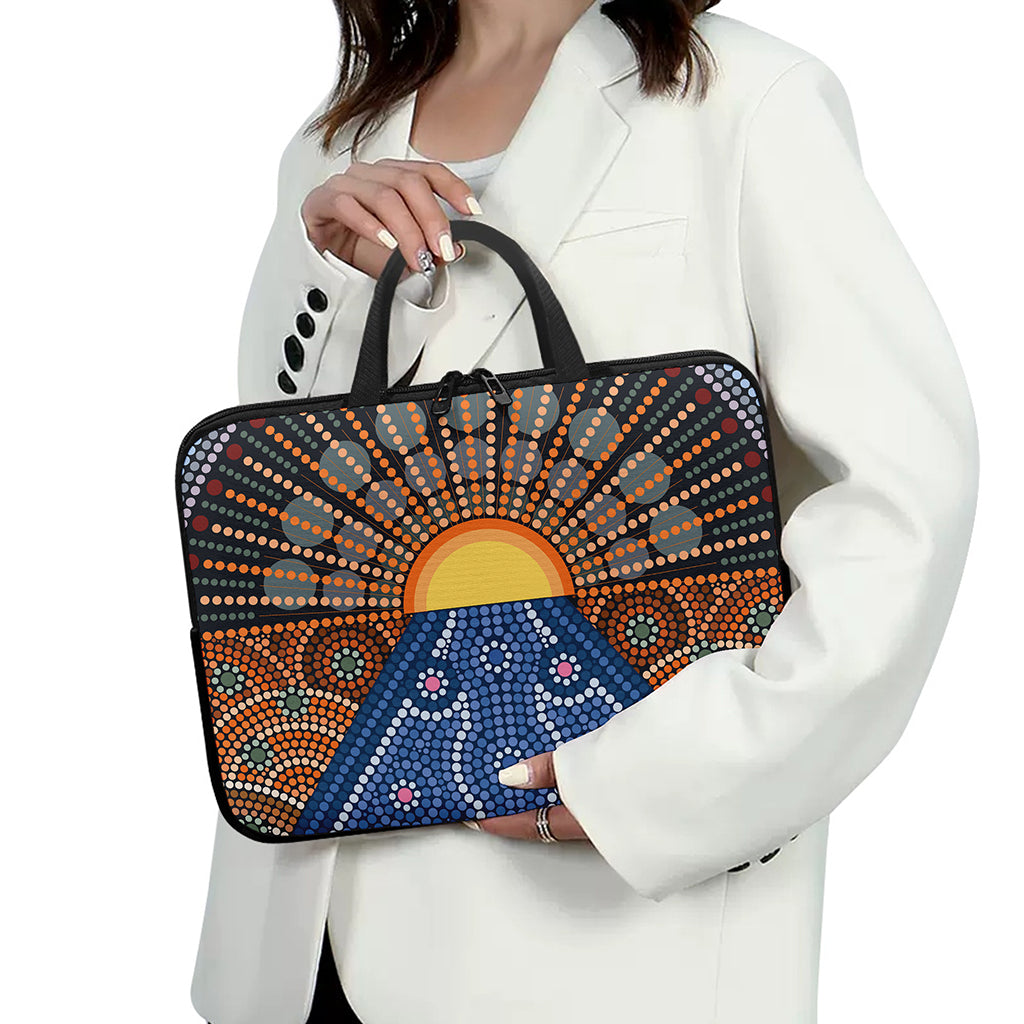 Aboriginal Indigenous Sunset Art Print Laptop Sleeve With Handle