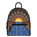 Aboriginal Indigenous Sunset Art Print Leather Backpack