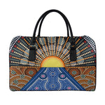 Aboriginal Indigenous Sunset Art Print Leather Duffle Bag